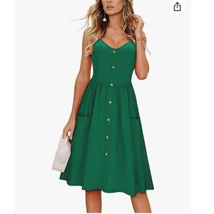 Amazon Kilig Women’s Summer Dress Spaghetti Straps Buttons Medium